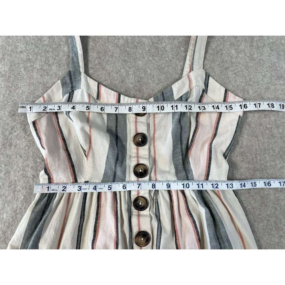 Shyanne Womens Sm Western Sundress Mini Linen Adjustable Straps Button Down - Picture 12 of 16